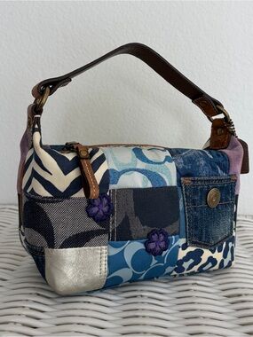 Vintage Y2K Coach Denim Patchwork Shoulder Bag